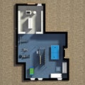 3D Furnished House Interior Royalty Free Stock Photo