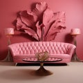 Ultra Detailed Pink Couch With Retro Glamor - Hollywood Regency Inspired