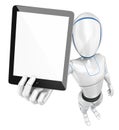 3D Humanoid robot with a blank screen tablet