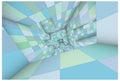 3d futuristic labyrinth green blue shaded vector interior illustration