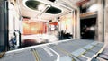 3d futuristic Sci-Fi interior hallway corridor