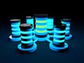 3d futuristic servers glowing light Royalty Free Stock Photo