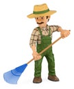 3D Gardener working with a rake