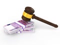 3d gavel and euro currency Royalty Free Stock Photo