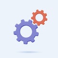 3D Gear icon vector. Metal gears and cogs vector. Gear icon flat design. Mechanism wheels logo. Cogwheel concept. Royalty Free Stock Photo