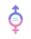 3D Gender icon. Equality between men and women. Gender equality and tolerance. Symbol of gender equality