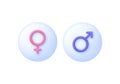 3D Gender icon. Equality between men and women. Gender equality and tolerance. Symbols of gender equality.