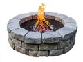 A 3D generated image of a stone fire pit, isolated on a white backdrop. Royalty Free Stock Photo