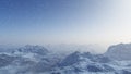 3d generated winter landscape: Misty mountains in the snow.