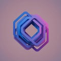 A 3D geometric design featuring three interlocking hexagonal frames in a gradient fro Royalty Free Stock Photo
