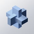 3D Geometric Figure from Rectangles, Abstract Blue Vector Illustration Royalty Free Stock Photo