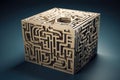 3d geometric form with intricate labyrinth of paths and puzzles