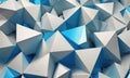 3D geometric pattern composed numerous white and blue triangular shapes, creating visually striking and