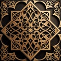 3d geometric patterns and arabesque designs that often incorporate calligraphy. Copy space. Generative Ai