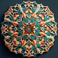 3d geometric patterns and arabesque designs that often incorporate calligraphy. Copy space. Generative Ai