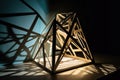 3d geometric sculpture, with light and shadow playing on its surface