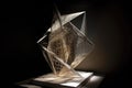 3d geometric sculpture, with light and shadow playing on its surface