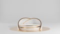 3d geometric shape form rendering in minimal scene podium showcase, shop front, display mockup case and stage for cosmetic premium