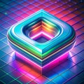 3d geometric shape. Holo figure on geometric checkered background. Raster realistic illustration.