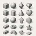 3D Geometric Shapes Collection. Minimalist Render Pack Royalty Free Stock Photo