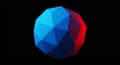 A 3D geometric sphere composed of interconnected polygons with a gradient color