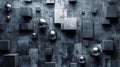 A 3D geometric texture with metallic surfaces and deep shadows, creating a high-tech design, Generated AI