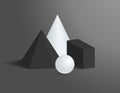 3D Geometrical Shapes of Black and White Colors