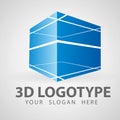 3D geometry Abstract rectaungle company vector logo icon. Box logo template design. Isometric style, multipurpose Consult