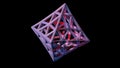 3d geometry, tetrahedra front view, triangular face. Pyramid . Glowing rose pink interior. 3d rendering illustration View 2
