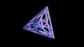 3d geometry, tetrahedra front view, triangular face. Pyramid . Glowing rose pink interior. 3d rendering illustration View 4