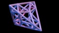 3d geometry, tetrahedra front view, triangular face. Pyramid . Glowing rose pink interior. 3d rendering illustration View 4