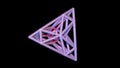 3d geometry, tetrahedra front view, triangular face. Pyramid . Glowing rose pink interior. 3d rendering illustration View 5