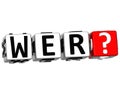3D German Question Button Click Here Block Text