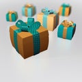 3d Gifts christmas brown gold.