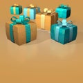 3d Gifts christmas brown gold.