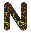 3D Giraffe Orange-Yellow print letter N, animal skin fur creative decorative character N, Cheetah colorful isolated in white bG. Royalty Free Stock Photo