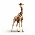 3d Cel-shaded Giraffe Standing Proudly In White Background Portrait
