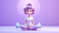 3d girl doing yoga. Copy space, background. Generative AI