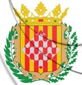 3D Girona province coat of arms, Spain.