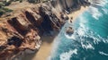 3D GIS aerial visualization of a coastal cliff highlighting elevation erosion patterns and geological features.