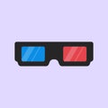 3d Glass Cinema vector Icon 3d Red Blue film glasses Royalty Free Stock Photo