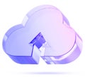 3d glass hologram cloud upload icon with arrow up. File transfer or data backup, hosting media server, service for private Royalty Free Stock Photo
