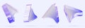 3d glass holographic arrow cursor set. Transparent computer mouse icon with purple blue neon gradient. Iridescent click pointer Royalty Free Stock Photo