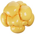 3D glass inflated abstract shape illustration. Puffy yellow object design