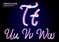 3D Glass Letters with Night Neon Light Effect, Glossy Purple