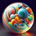 3d glass marble ball with spiral pattern inside, shiny crystal sphere Royalty Free Stock Photo