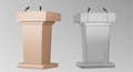 3d glass pulpit podium. Wood rostrum speech stand Royalty Free Stock Photo