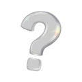 3d glass question mark abstract, fluid shape with holographic effect isolated on white background. Royalty Free Stock Photo