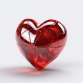 3d glass red heart on white background. Happy Valentine's day Royalty Free Stock Photo