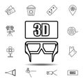 3d glasses, cinema icon. Simple thin line, outline vector element of Cinema icons set for UI and UX, website or mobile application